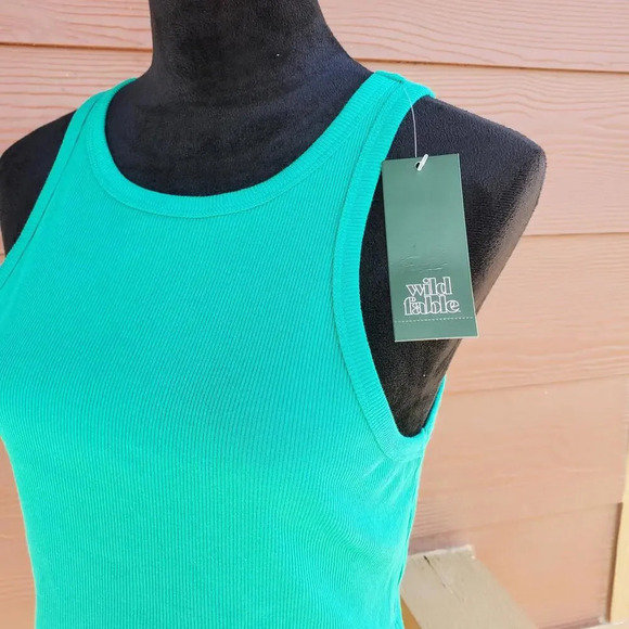 NWT Wild Fable 2-Piece Teal Green Cropped Tank Bundle Size XL Ribbed - Picture 2 of 15